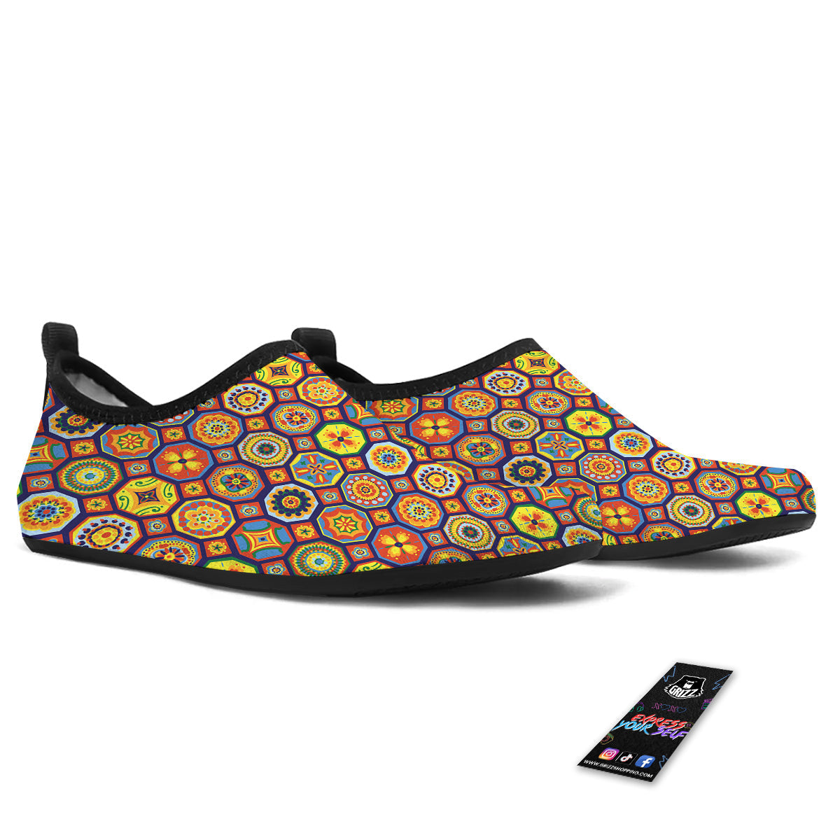 Patchwork Abstract Floral Colorful Print Pattern Water Shoes-grizzshop