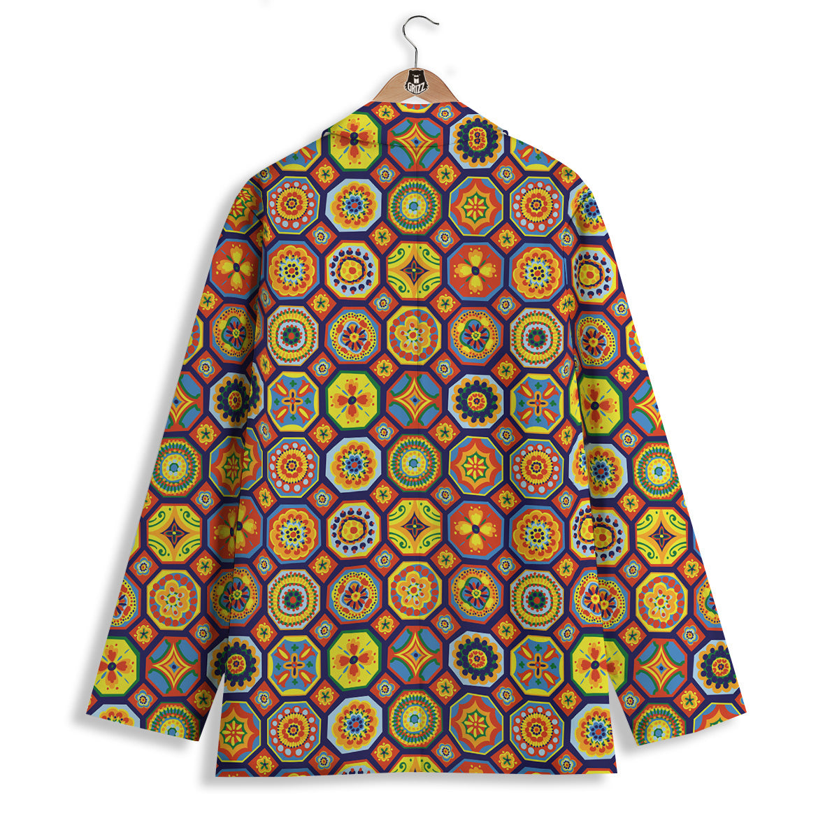 Patchwork Abstract Floral Colorful Print Pattern Women's Blazer-grizzshop