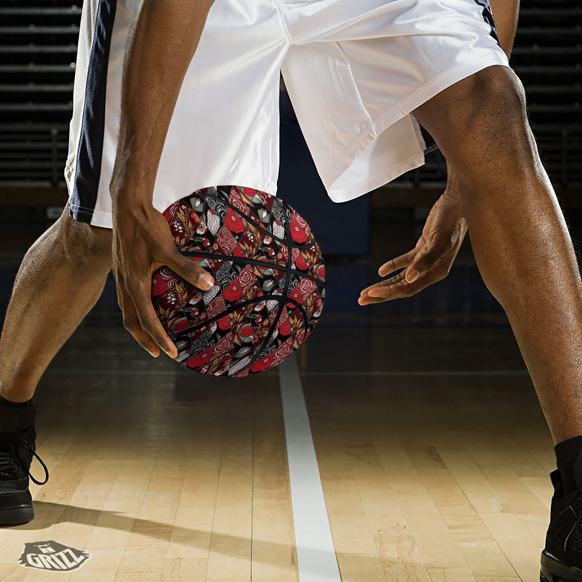 Patchwork Abstract Flower Print Pattern Basketball-grizzshop
