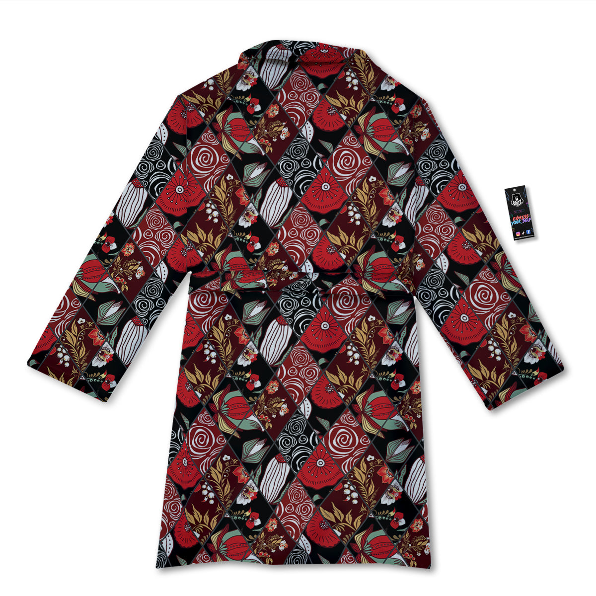 Patchwork Abstract Flower Print Pattern Bathrobe-grizzshop