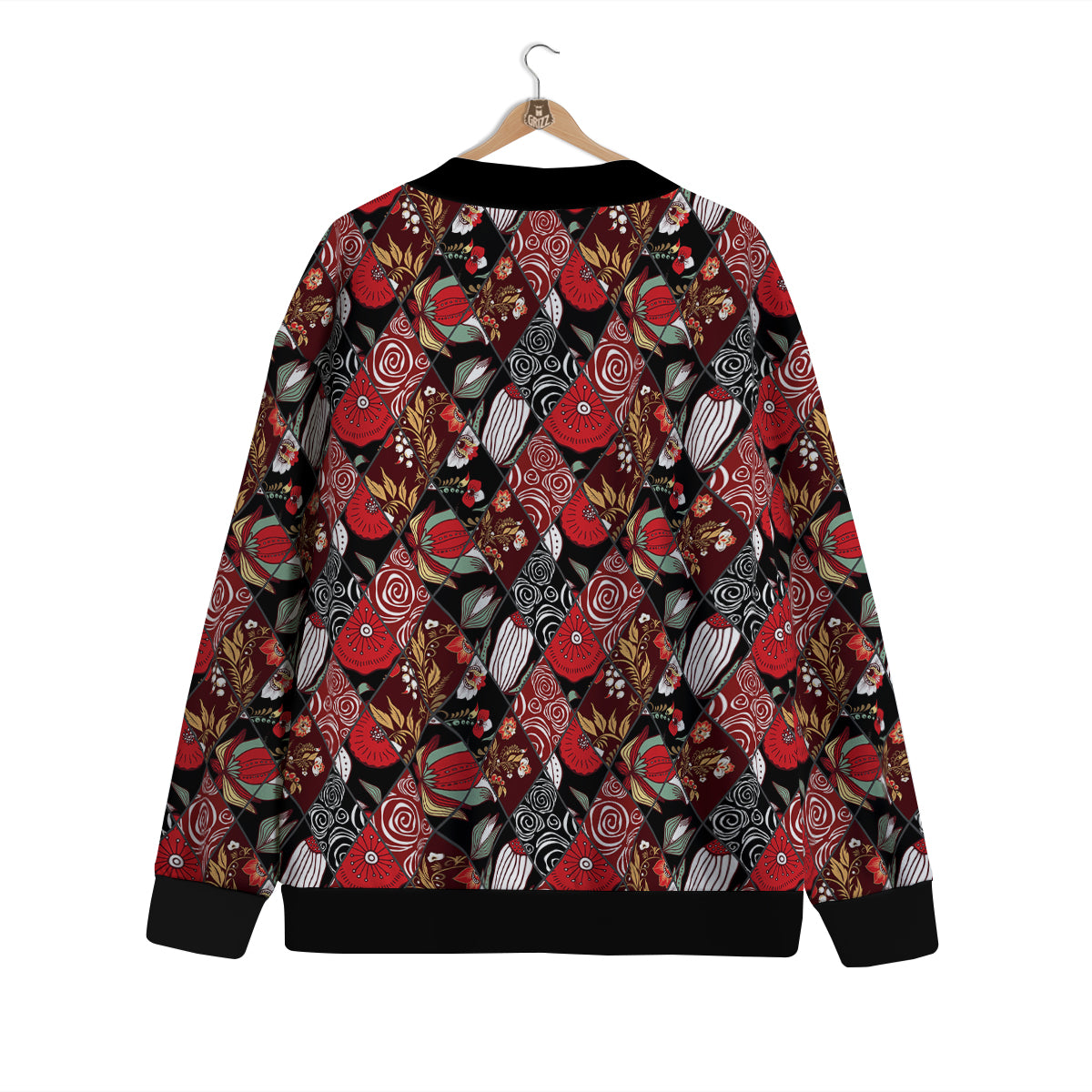 Patchwork Abstract Flower Print Pattern Cardigan-grizzshop