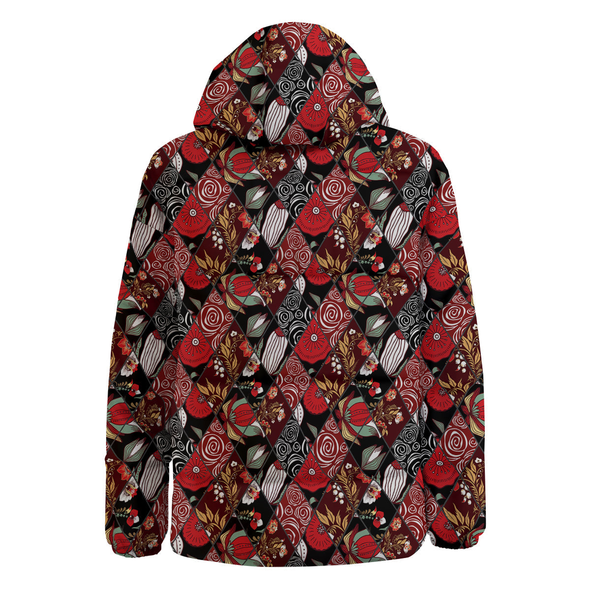 Patchwork Abstract Flower Print Pattern Down Jacket-grizzshop