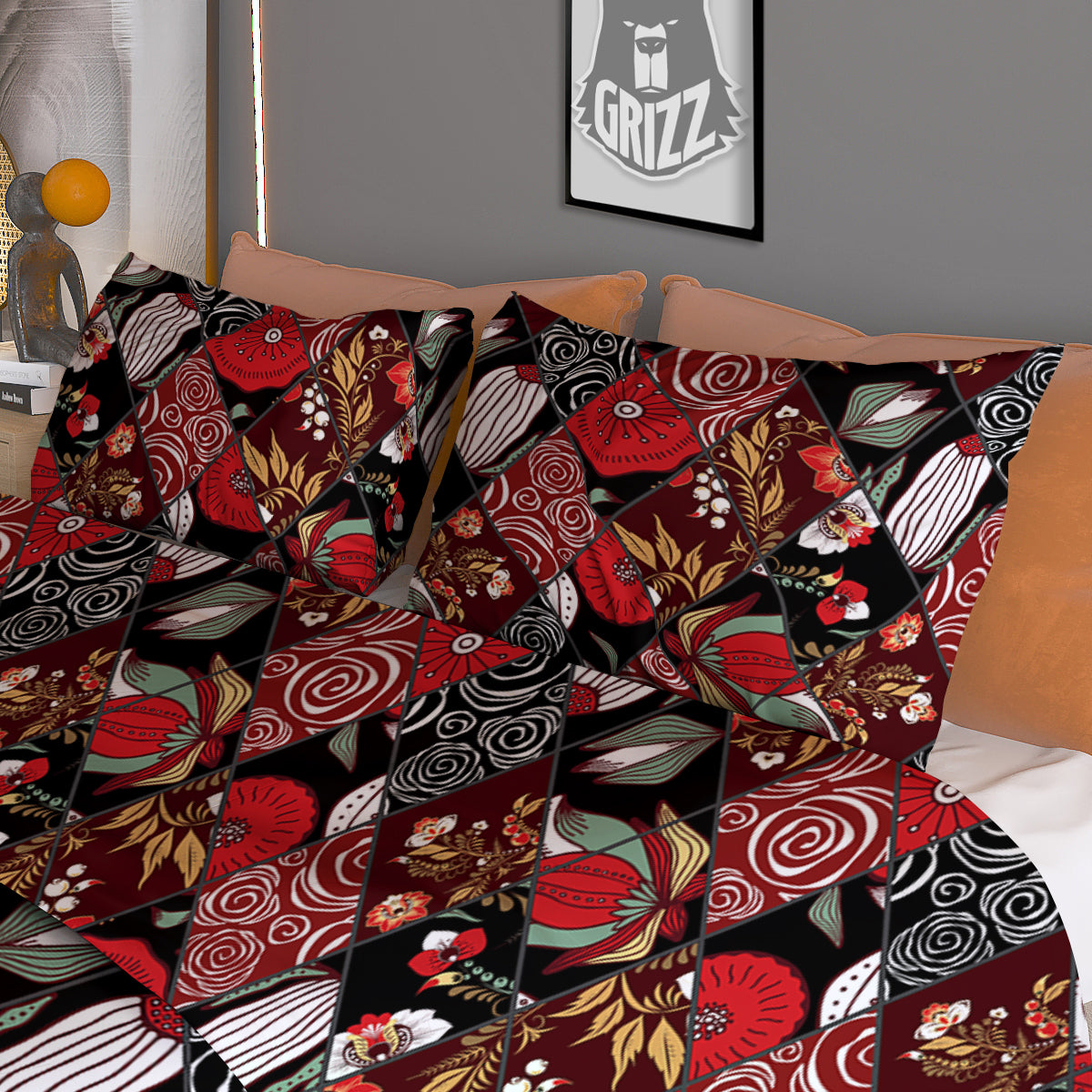 Patchwork Abstract Flower Print Pattern Duvet Cover Bedding Set