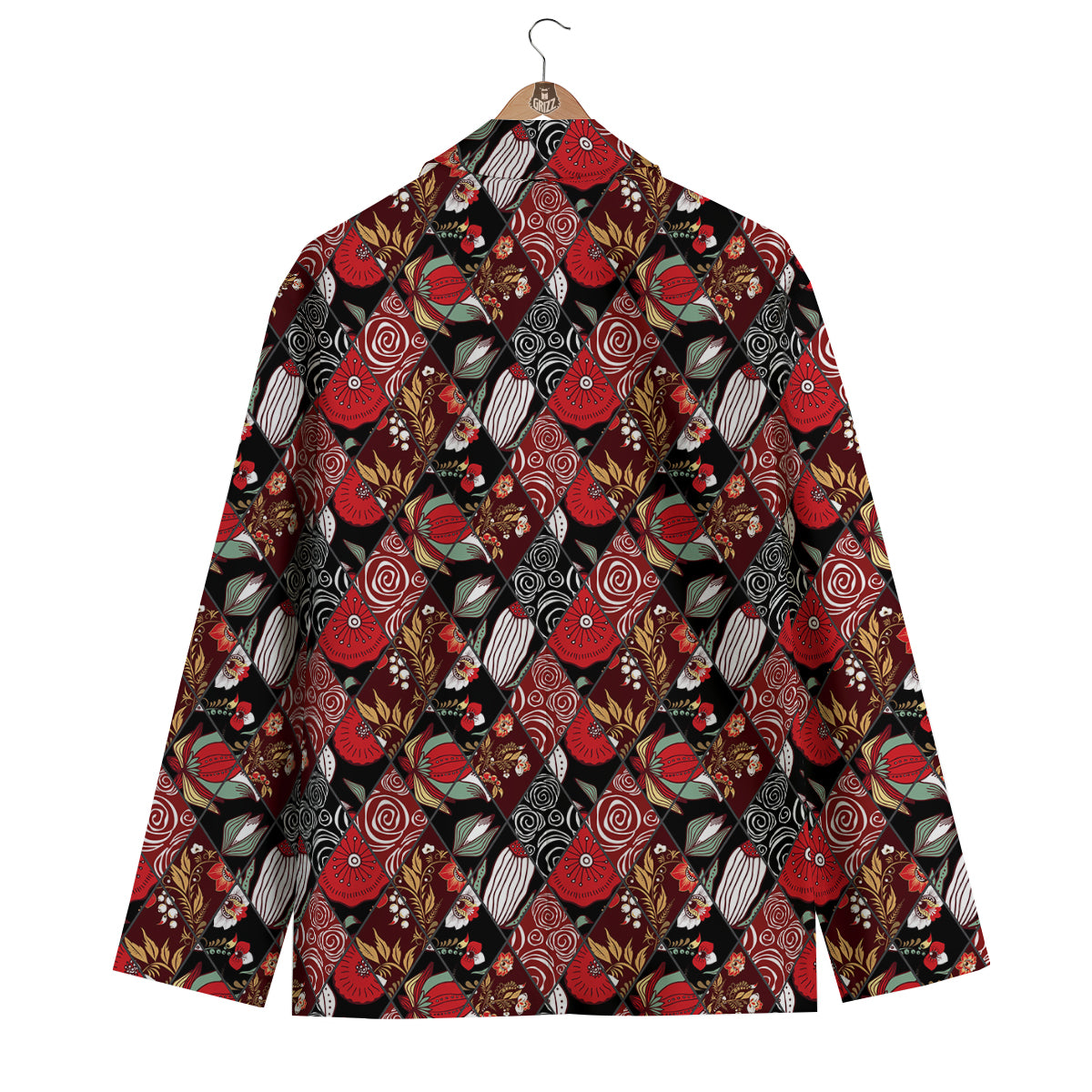 Patchwork Abstract Flower Print Pattern Men's Blazer-grizzshop