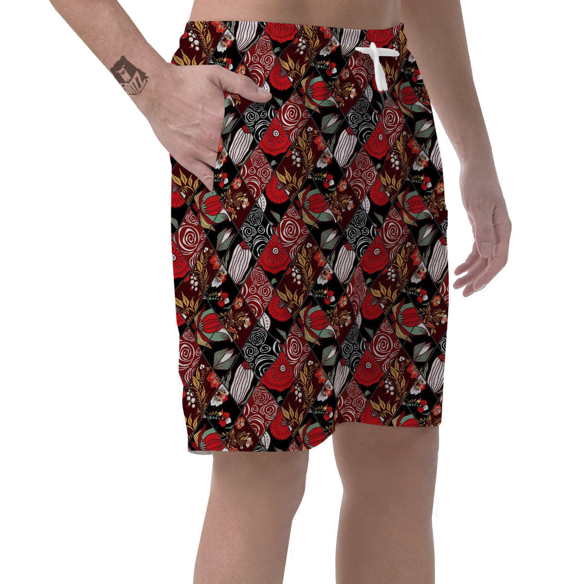 Patchwork Abstract Flower Print Pattern Men's Shorts-grizzshop