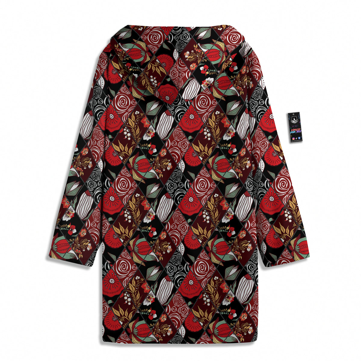 Patchwork Abstract Flower Print Pattern Men's Windbreaker Jacket-grizzshop