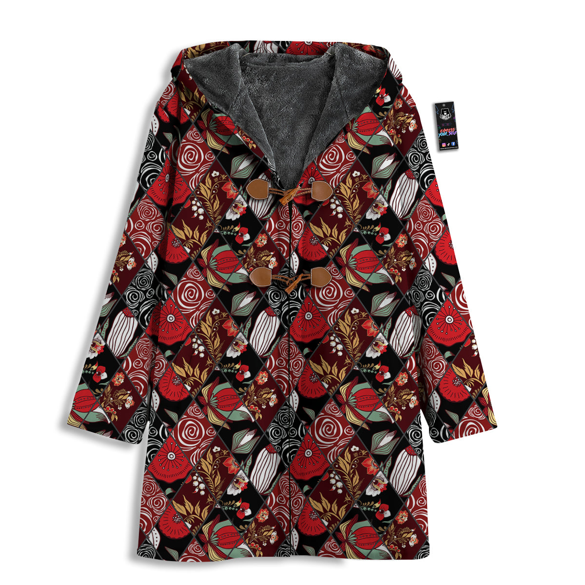Patchwork Abstract Flower Print Pattern Men's Windbreaker Jacket-grizzshop