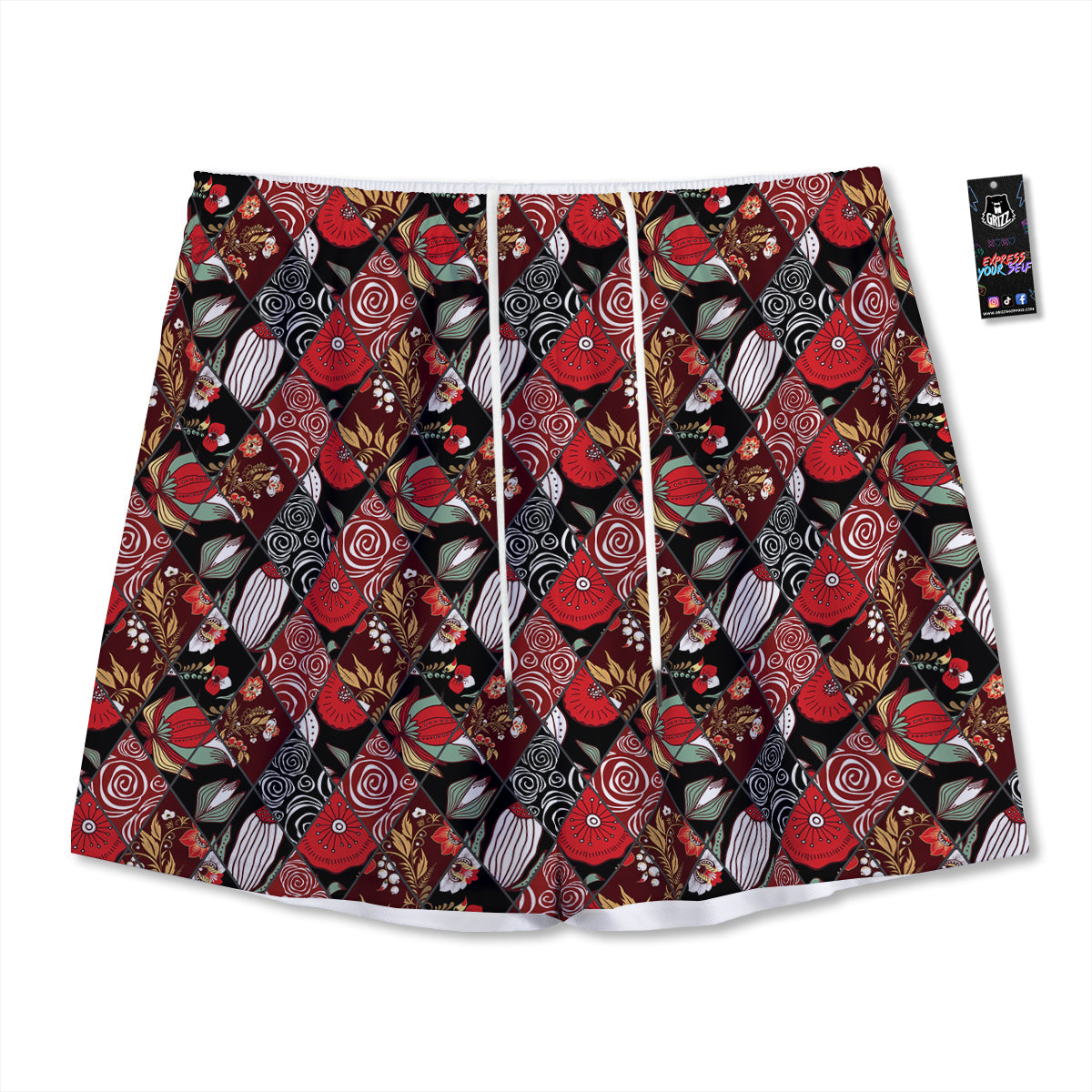 Pentagram Satanic Flame Print Mesh Shorts