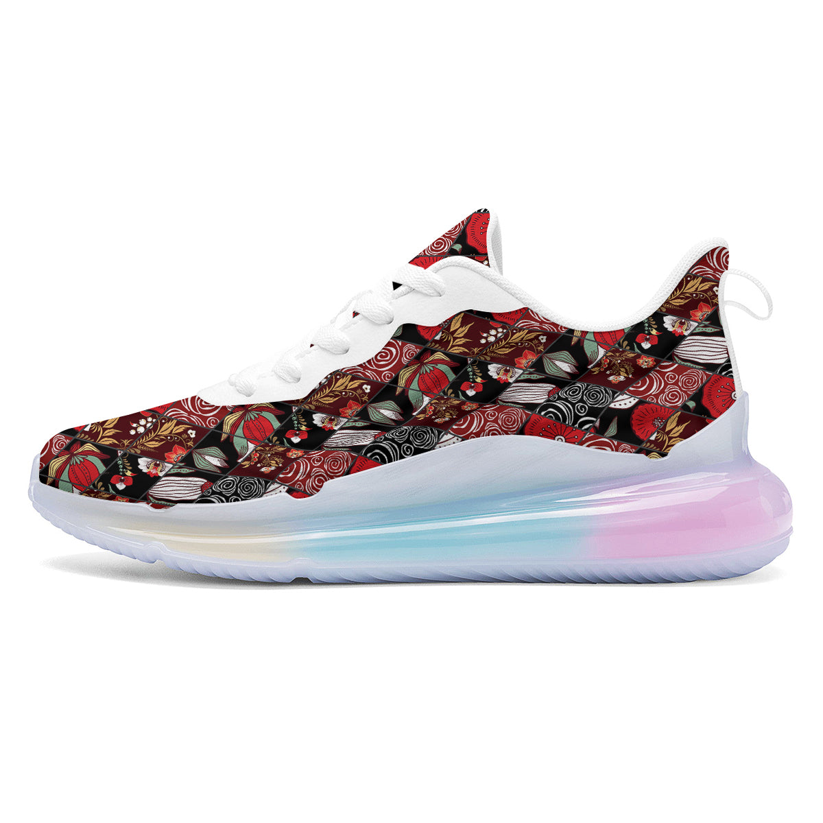 Patchwork Abstract Flower Print Pattern Running Sneakers-grizzshop