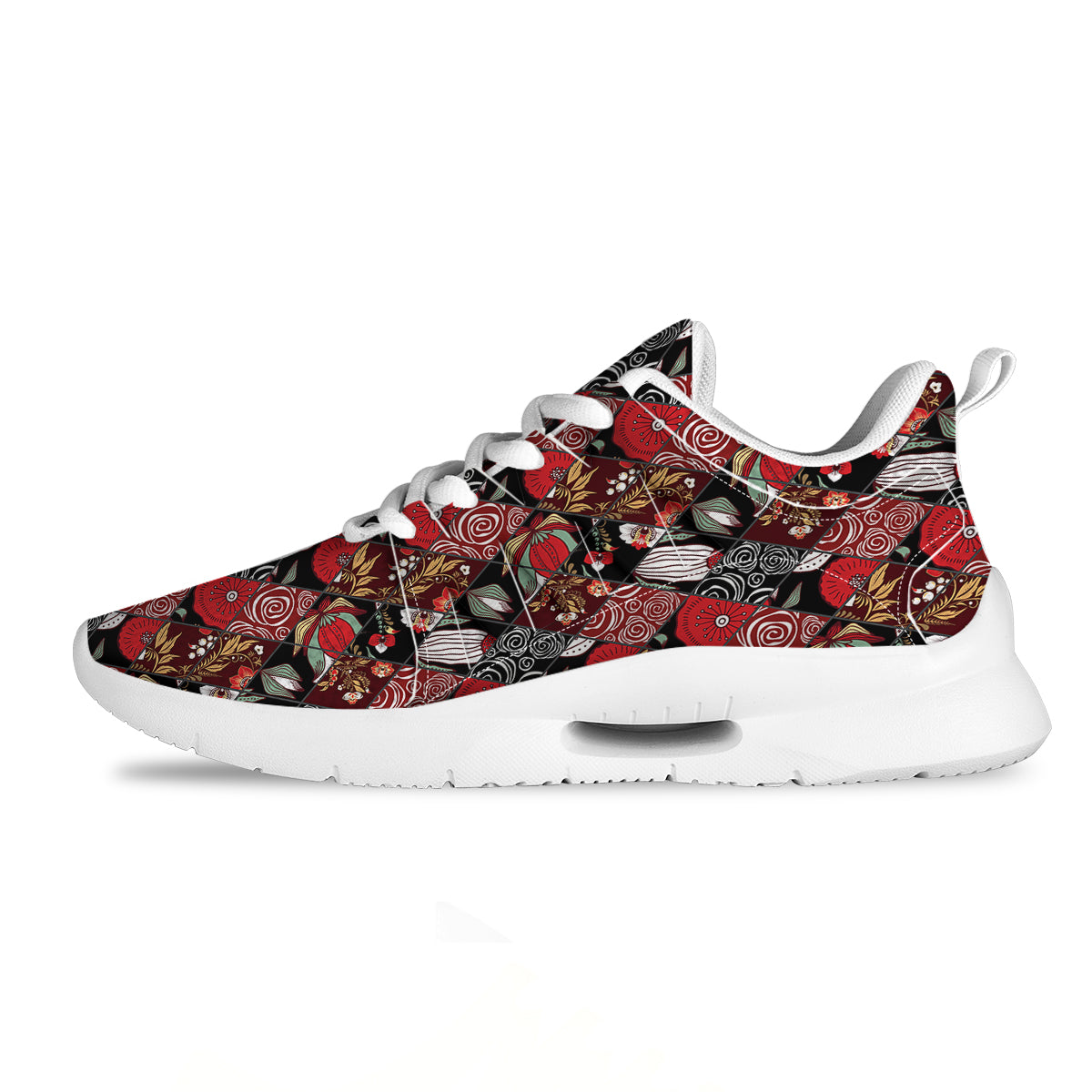Patchwork Abstract Flower Print Pattern Tennis Shoes-grizzshop