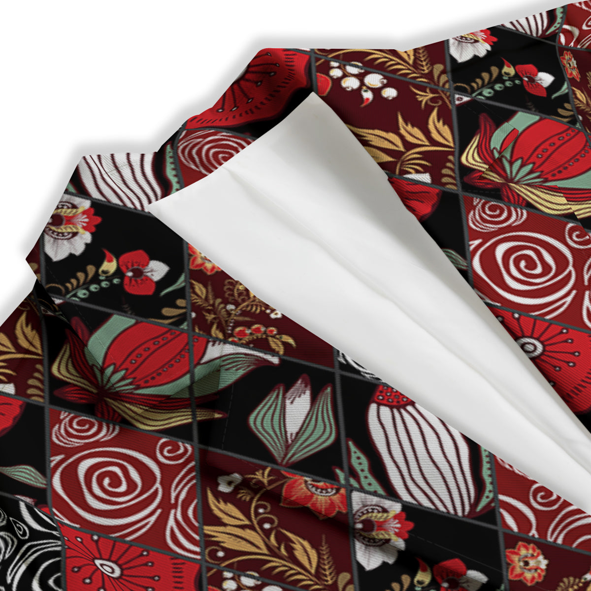 Patchwork Abstract Flower Print Pattern Women's Blazer-grizzshop