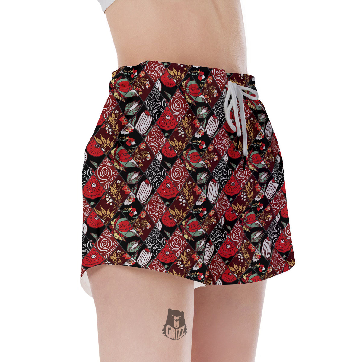 Patchwork Abstract Flower Print Pattern Women's Shorts-grizzshop