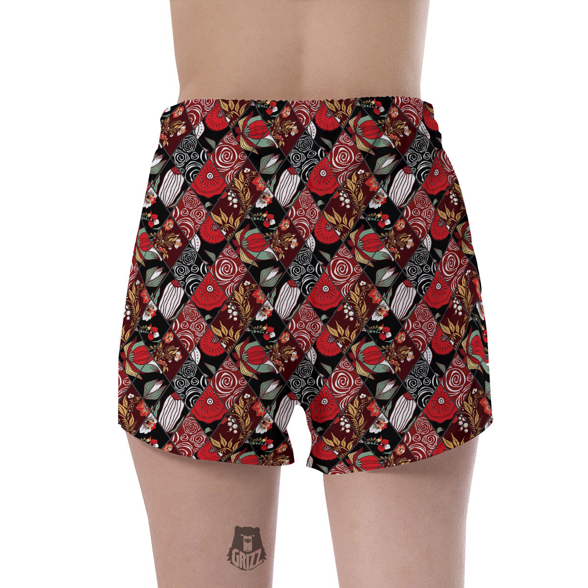Patchwork Abstract Flower Print Pattern Women's Shorts-grizzshop