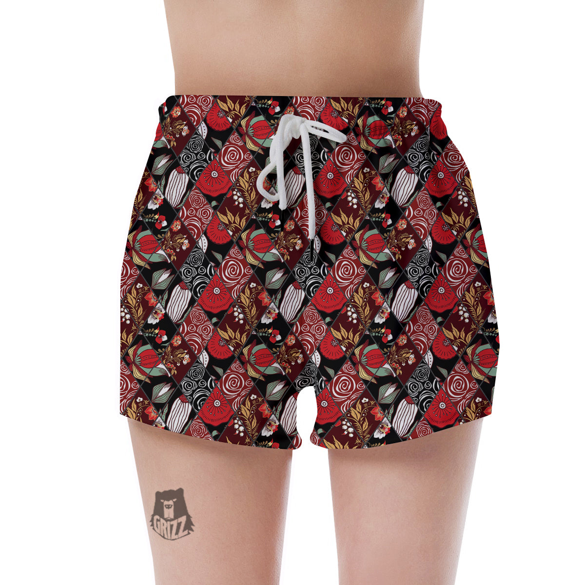 Patchwork Abstract Flower Print Pattern Women's Shorts-grizzshop