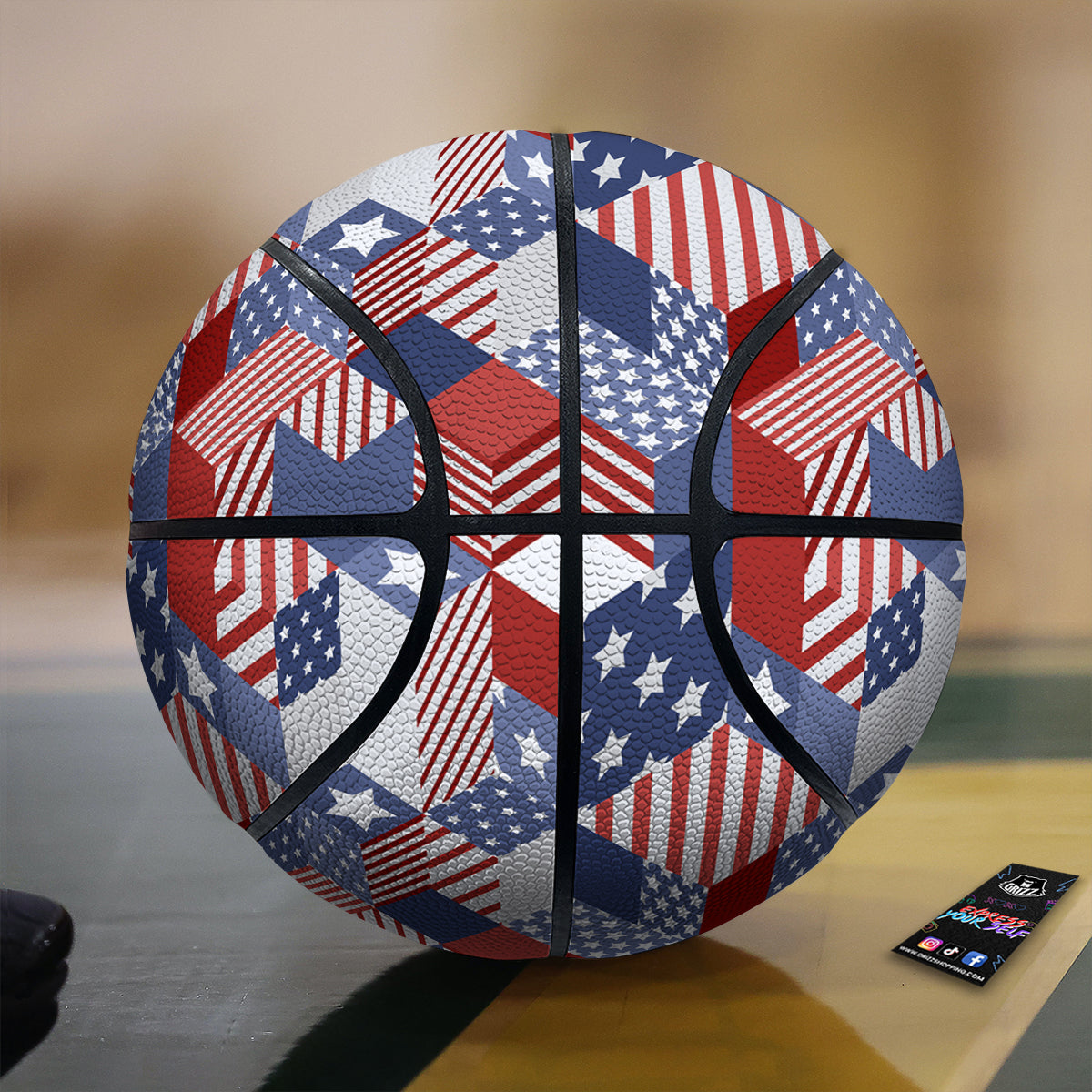Patchwork American Patriotic Print Basketball