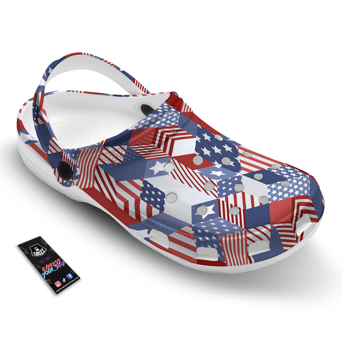 Patchwork American Patriotic Print Clog-grizzshop