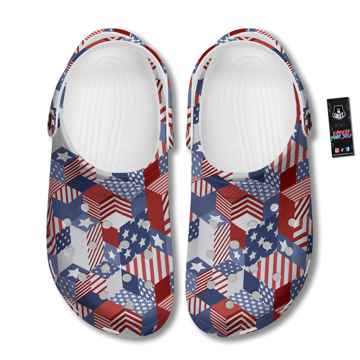 Patchwork American Patriotic Print Clog-grizzshop