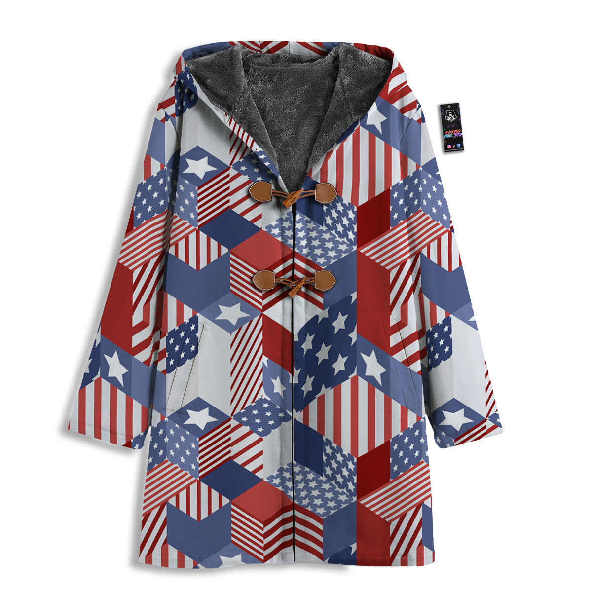 Patchwork American Patriotic Print Men's Windbreaker Jacket-grizzshop