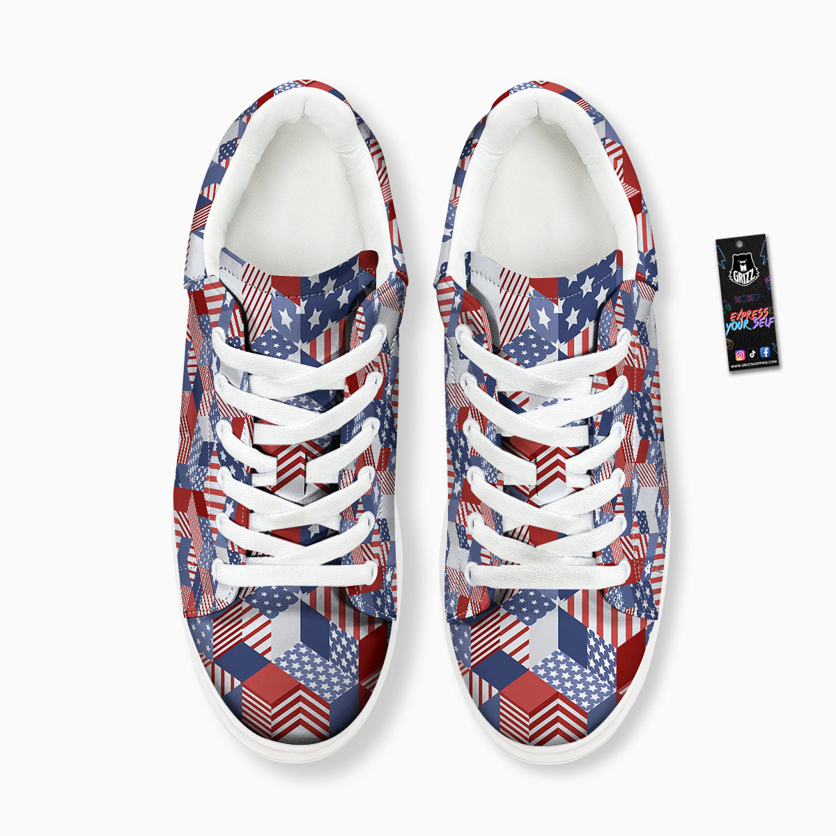 Patchwork American Patriotic Print Platform Shoes-grizzshop