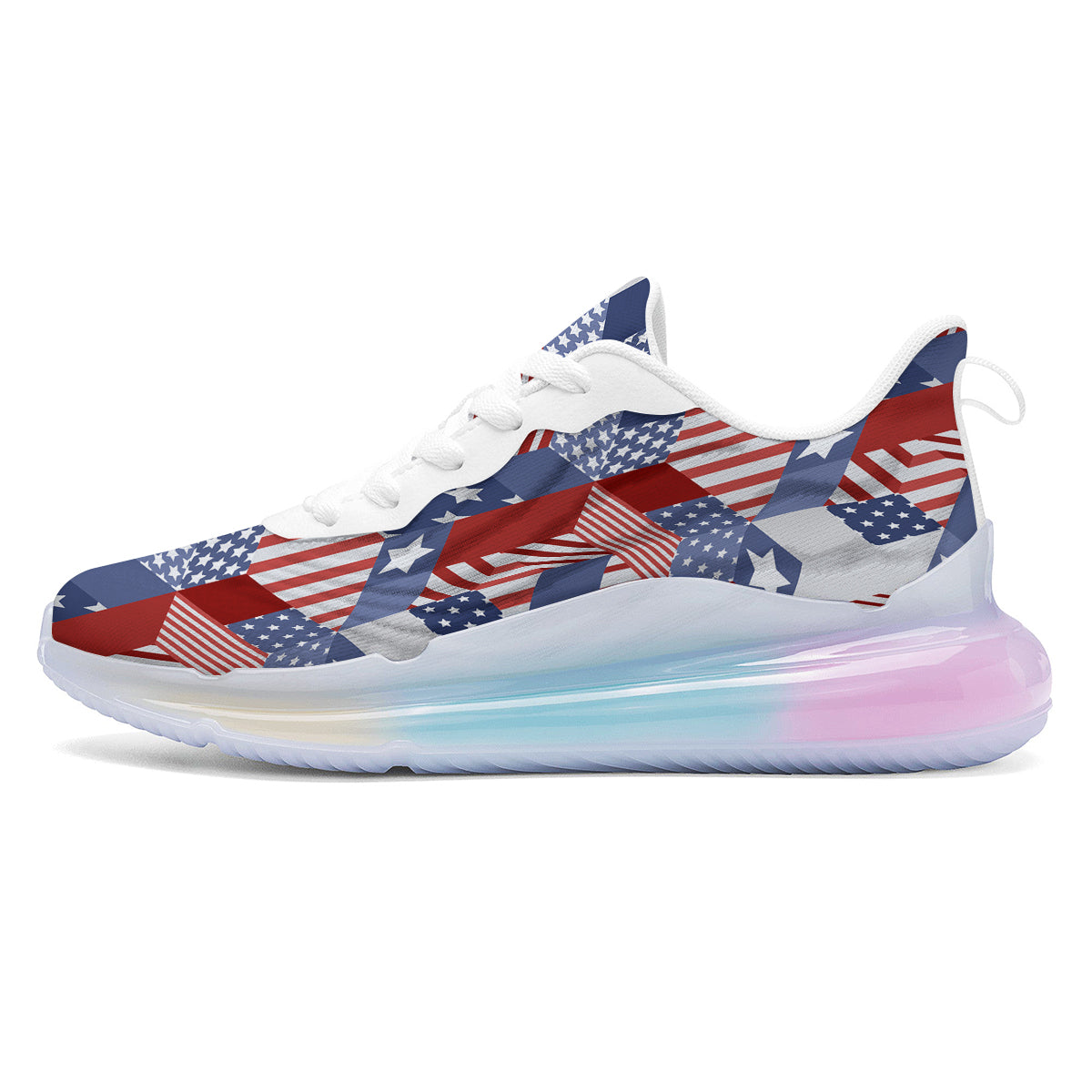 Patchwork American Patriotic Print Running Sneakers-grizzshop