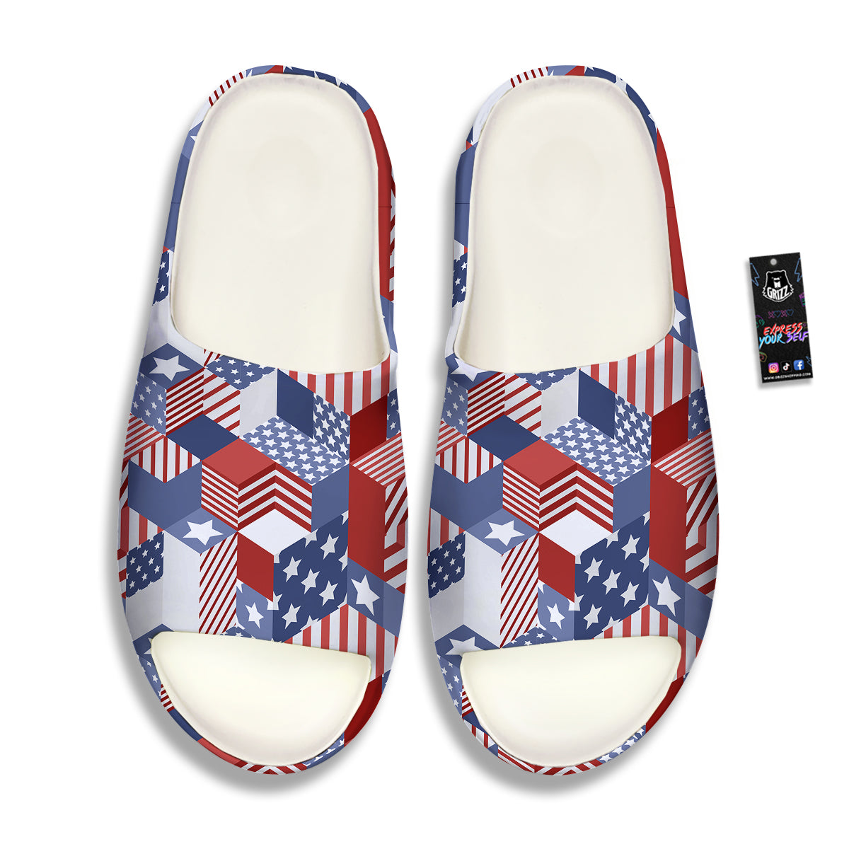 Patchwork American Patriotic Print Sandals-grizzshop