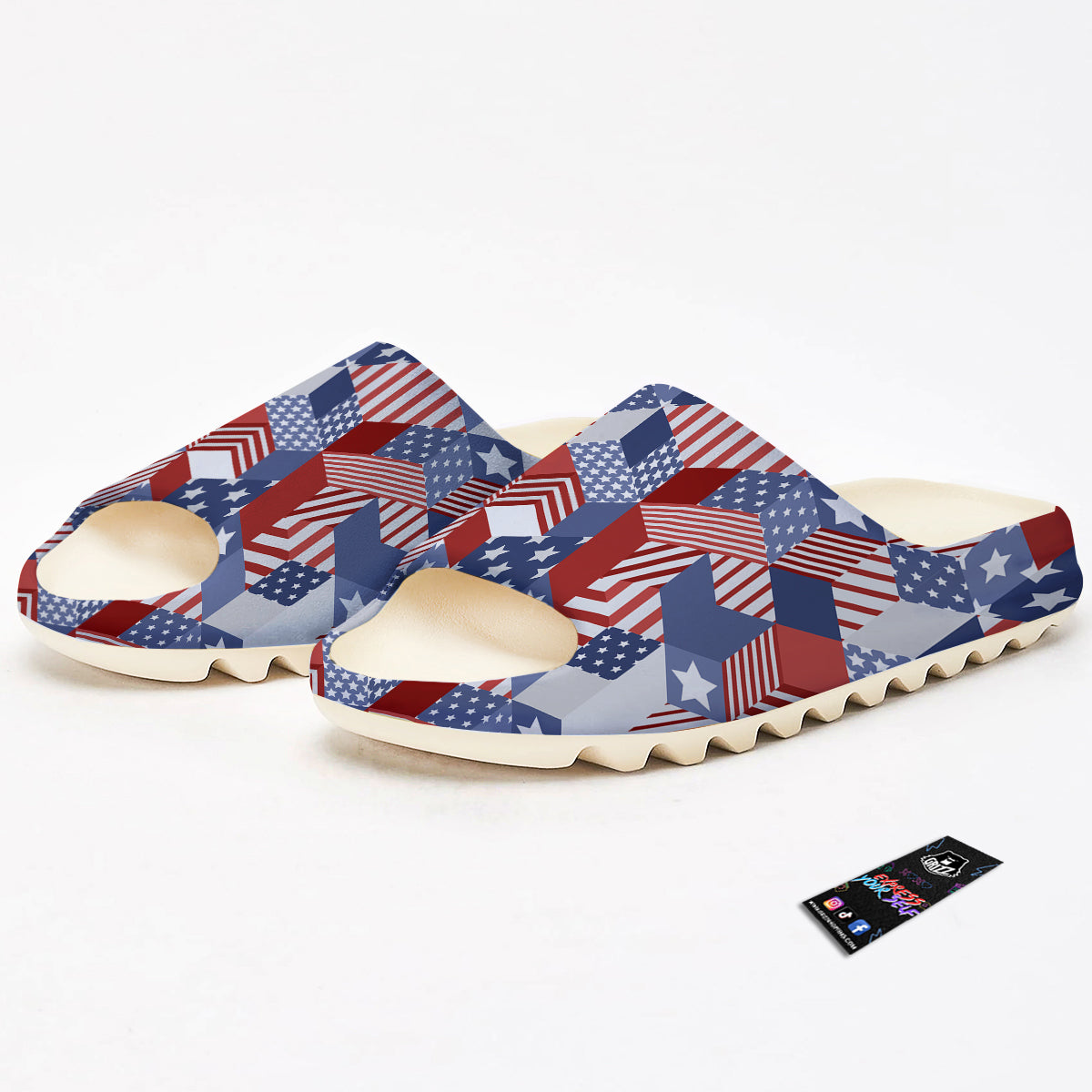 Patchwork American Patriotic Print Sandals-grizzshop