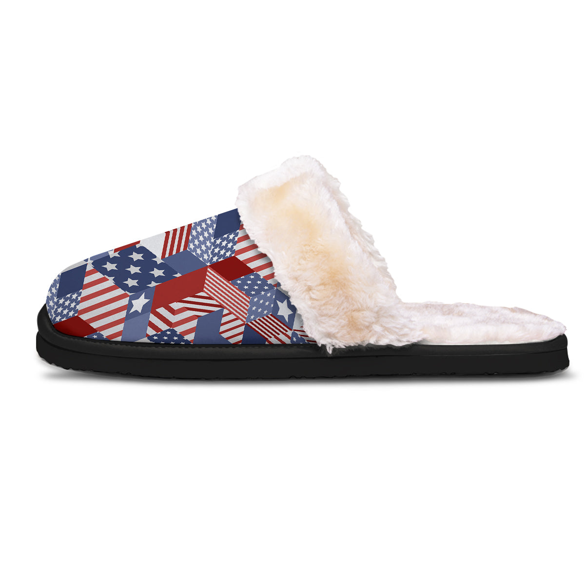 Patchwork American Patriotic Print Slippers-grizzshop