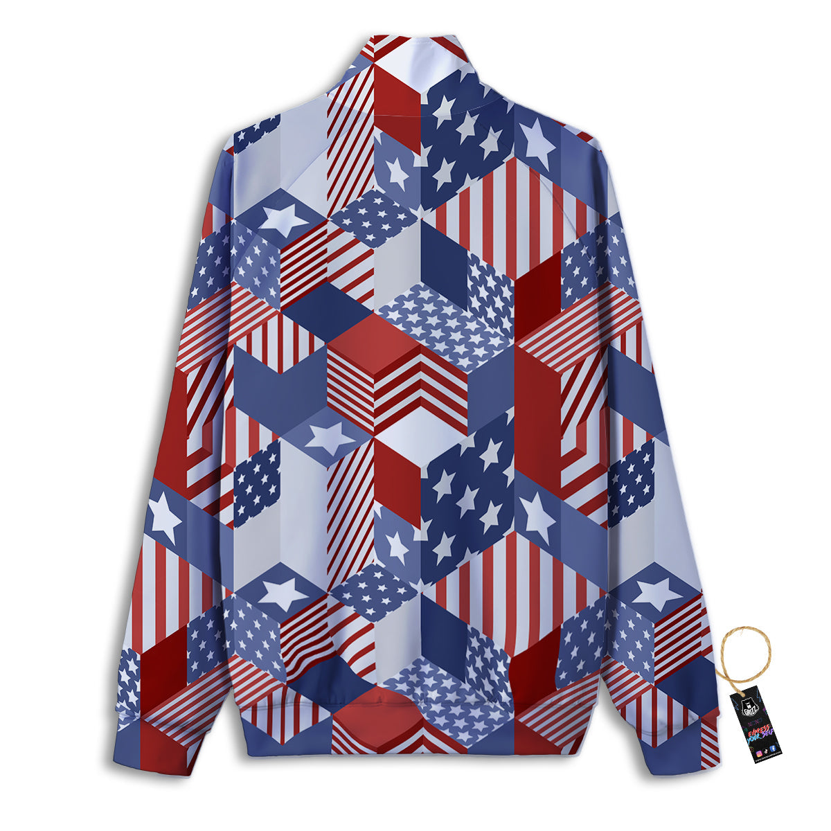 Patchwork American Patriotic Print Track Jacket-grizzshop