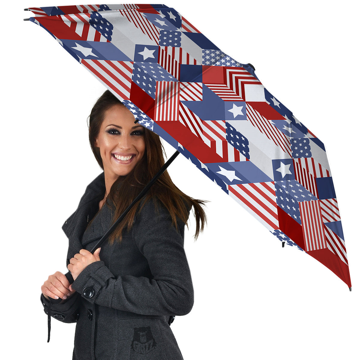 Patchwork American Patriotic Print Umbrella-grizzshop