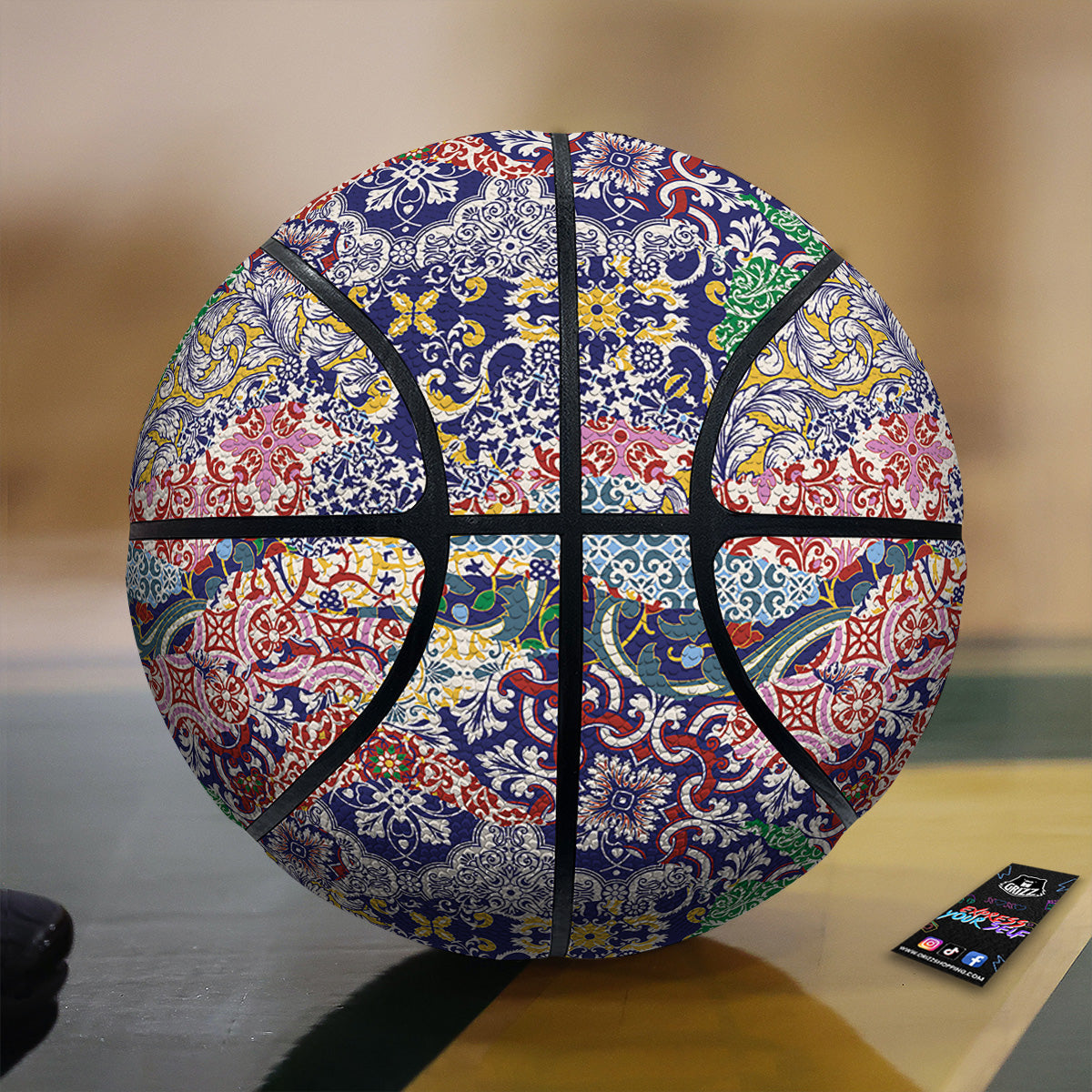 Patchwork Azulejos Tiles Print Pattern Basketball-grizzshop
