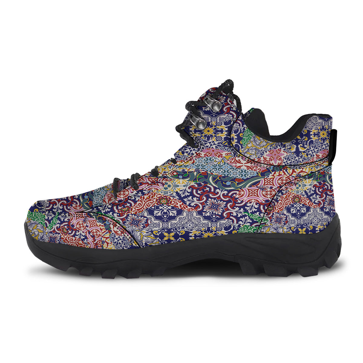 Patchwork Azulejos Tiles Print Pattern Hiking Shoes-grizzshop
