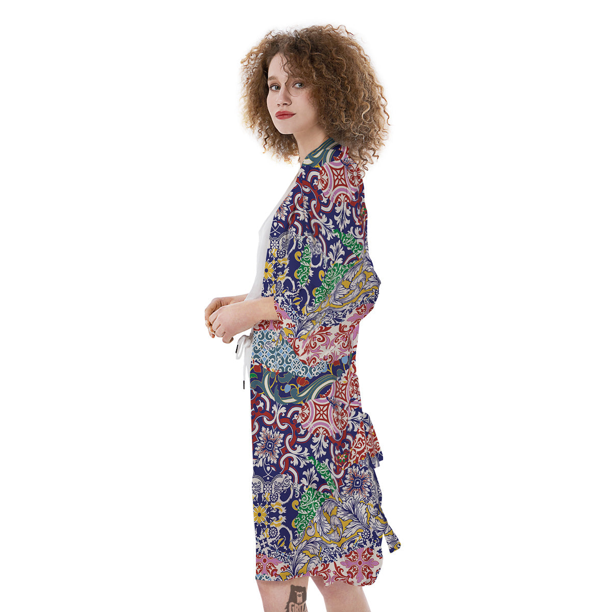 Patchwork Azulejos Tiles Print Pattern Kimono-grizzshop