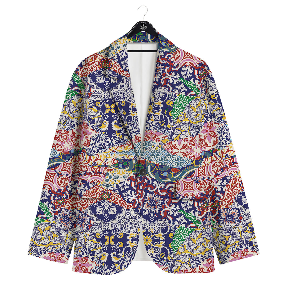 Patchwork Azulejos Tiles Print Pattern Men's Sport Coat-grizzshop