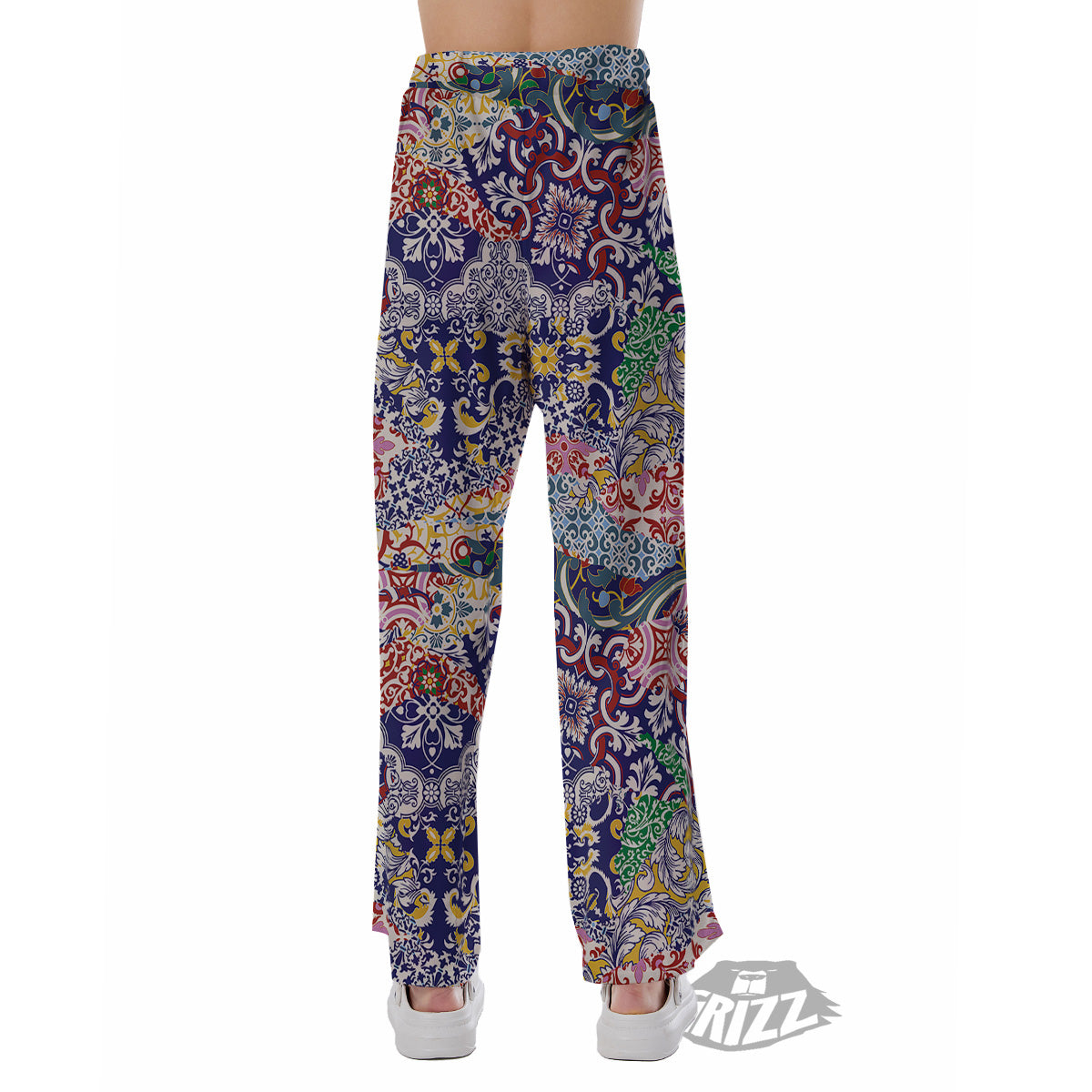 Patchwork Azulejos Tiles Print Pattern Pajama Pants-grizzshop