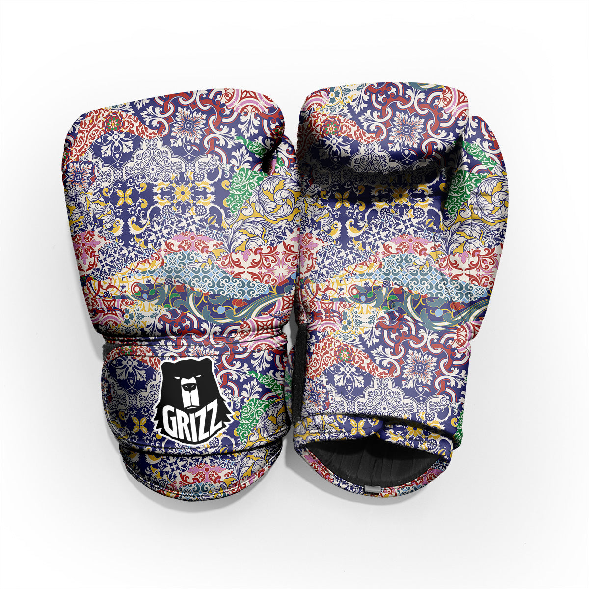 Patchwork Azulejos Tiles Print Pattern Pro Boxing Glove