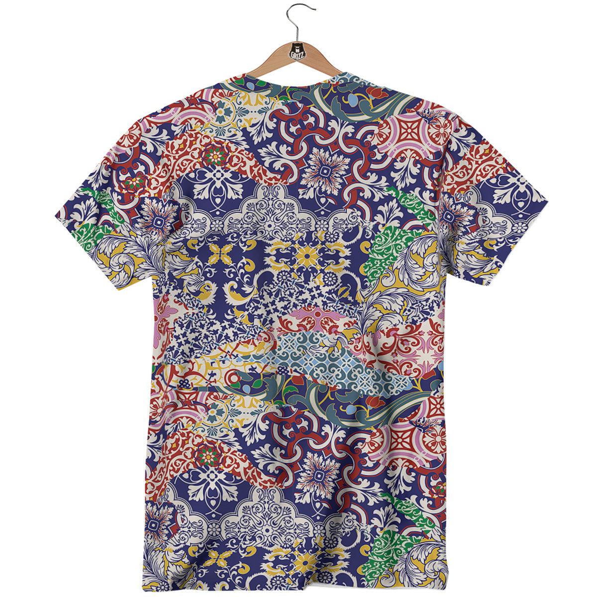 Patchwork Azulejos Tiles Print Pattern T-Shirt-grizzshop
