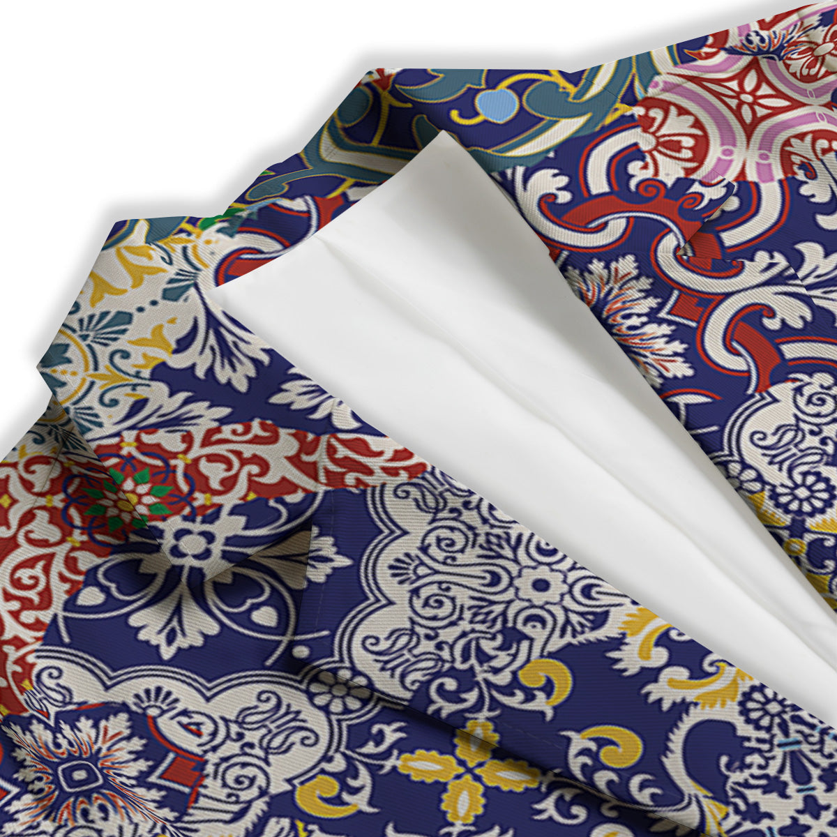 Patchwork Azulejos Tiles Print Pattern Women's Blazer-grizzshop