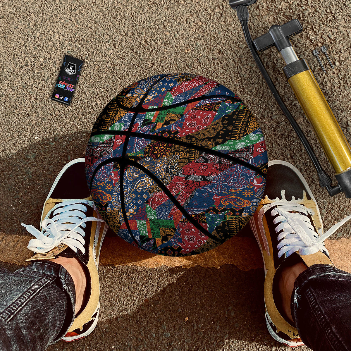 Patchwork Bandanna Print Pattern Basketball-grizzshop