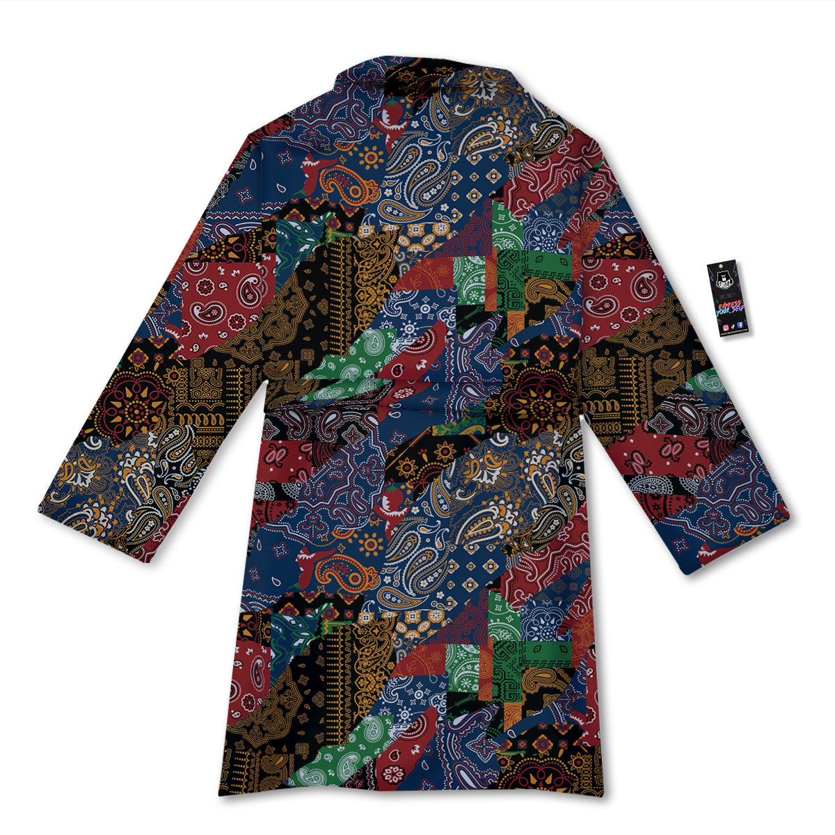 Patchwork Bandanna Print Pattern Bathrobe-grizzshop