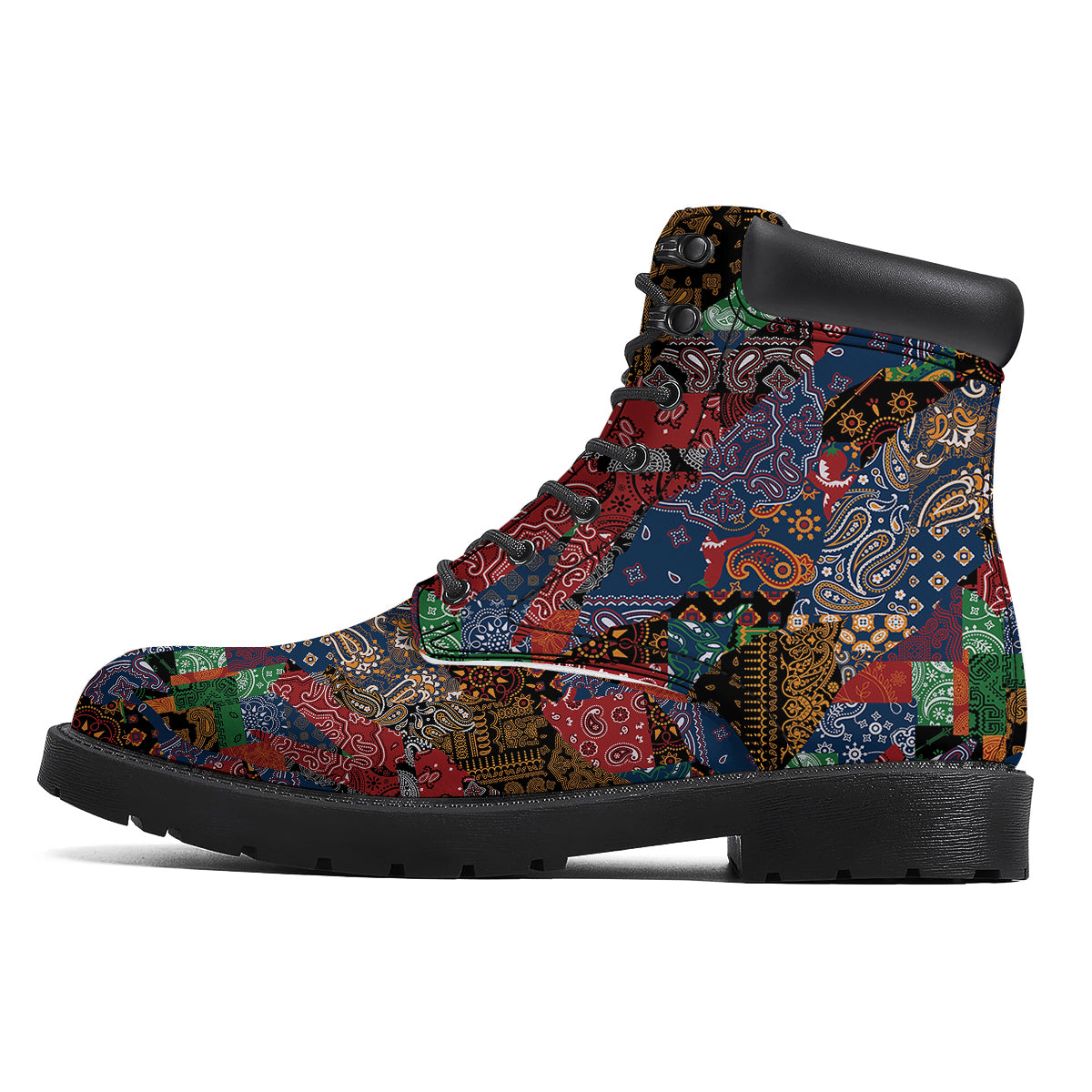 Patchwork Bandanna Print Pattern Boots-grizzshop
