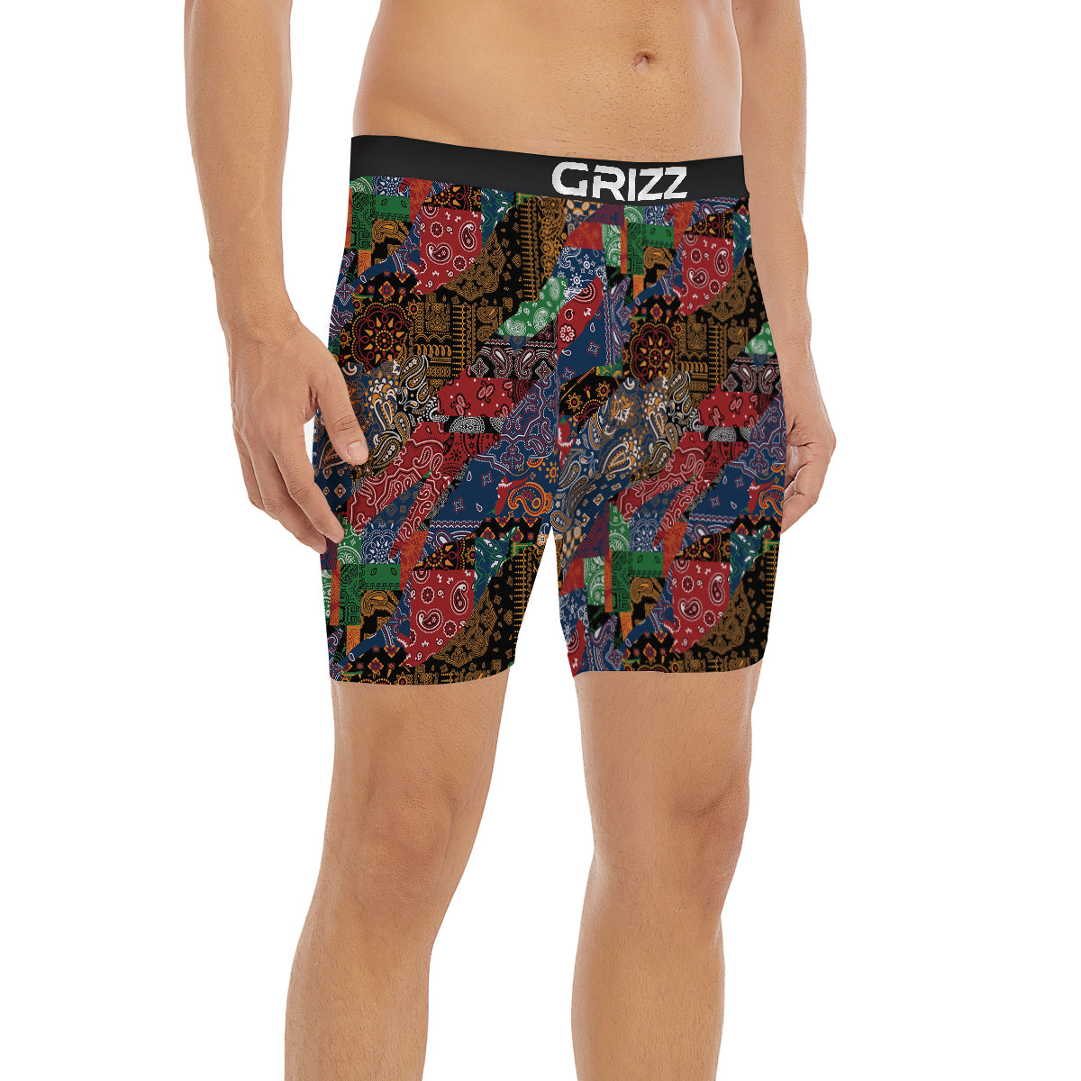 Patchwork Bandanna Print Pattern Boxer Briefs-grizzshop