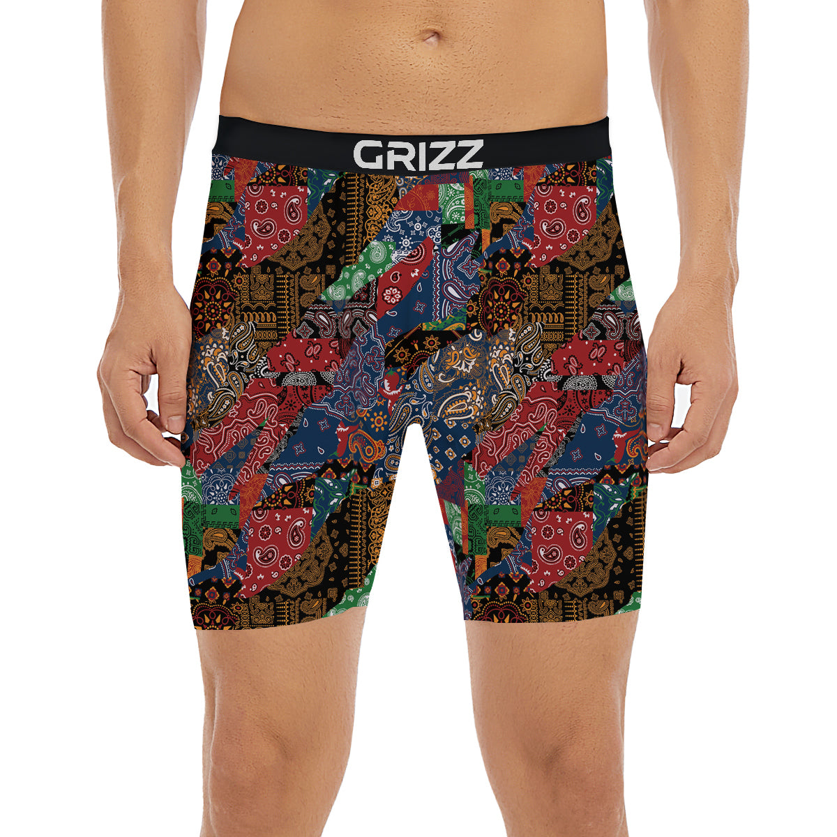 Patchwork Bandanna Print Pattern Boxer Briefs-grizzshop