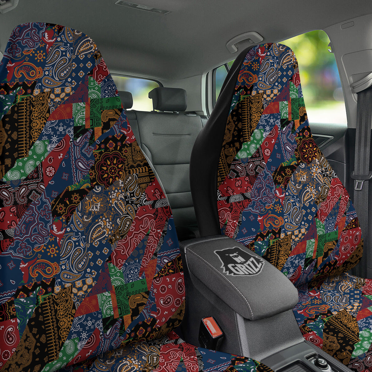 Patchwork Bandanna Print Pattern Car Seat Covers-grizzshop