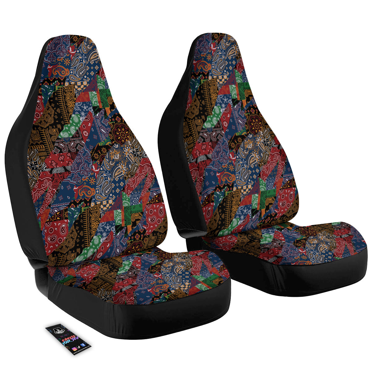 Patchwork Bandanna Print Pattern Car Seat Covers-grizzshop