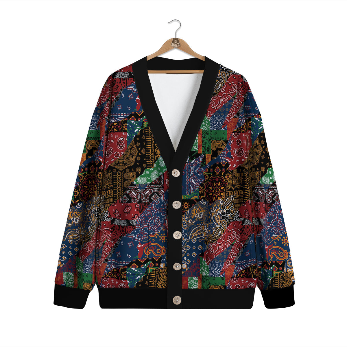 Patchwork Bandanna Print Pattern Cardigan-grizzshop