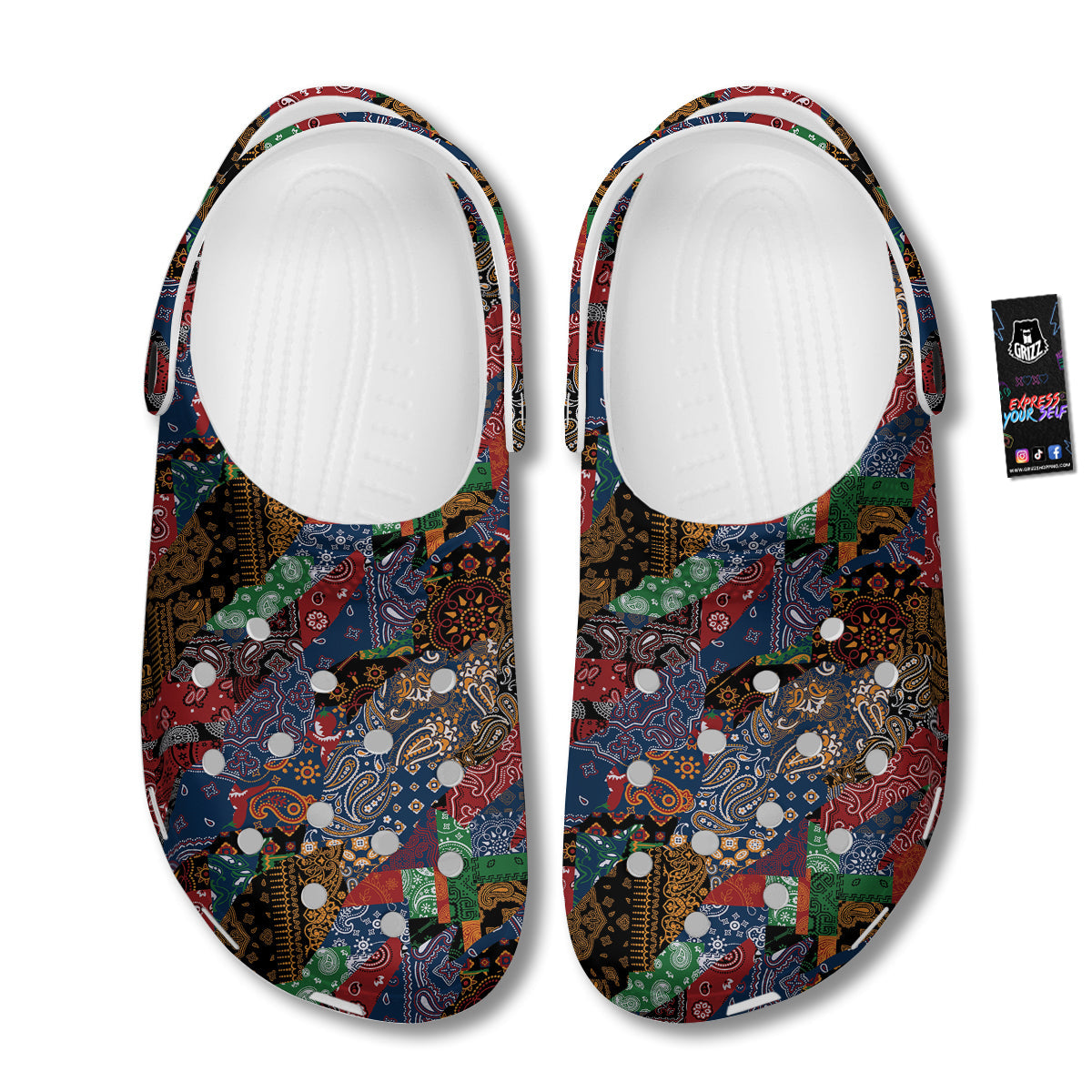 Patchwork Bandanna Print Pattern Clog-grizzshop