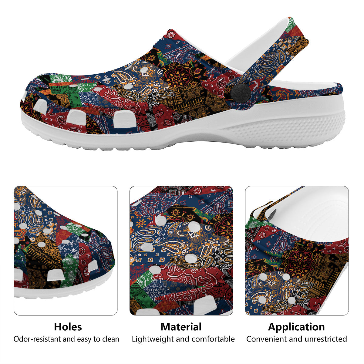 Patchwork Bandanna Print Pattern Clog-grizzshop