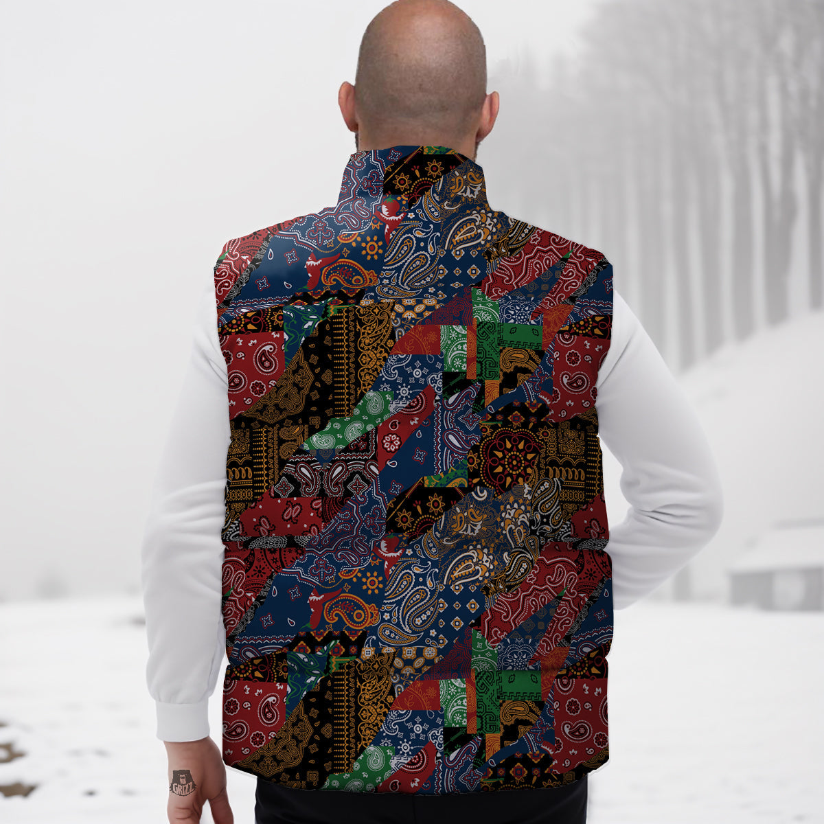 Patchwork Bandanna Print Pattern Down Vest