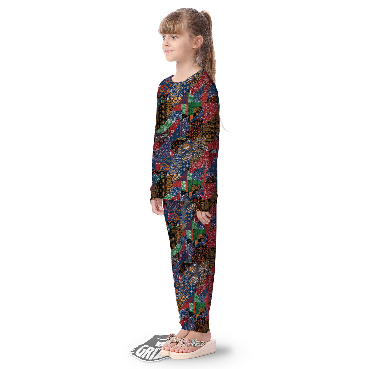 Patchwork Bandanna Print Pattern Kid's Pajamas-grizzshop