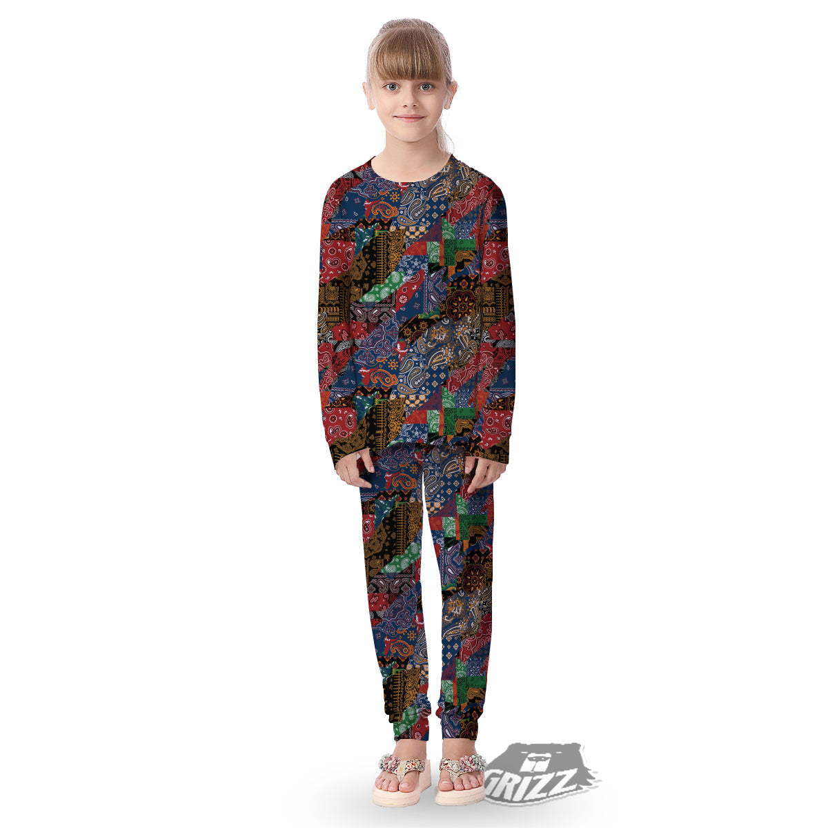 Patchwork Bandanna Print Pattern Kid's Pajamas-grizzshop